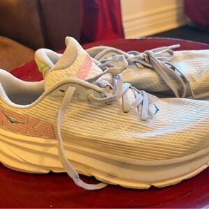 Hoka One One Kids Cream and Pink Sneakers